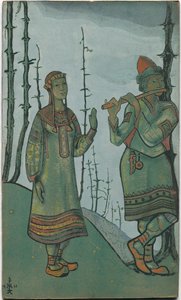 Snegurochka und Lel, Kostümentwurf für Rimsky-Korsakows Oper "Snegurochka", 1921