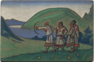 Jugendliche, Dekor und Kostümentwurf für Strawinskys Ballett "Le Sacre du Printemps"