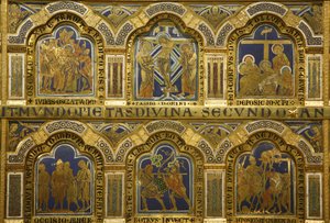 Der Verduner Altar von Nikolaus von Verdun (ca.1130/50-1205) fertiggestellt 1181, Klosterneuburg, Österreich, emaillierte Tafeln