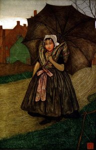 Niederländisches Mädchen im Regen