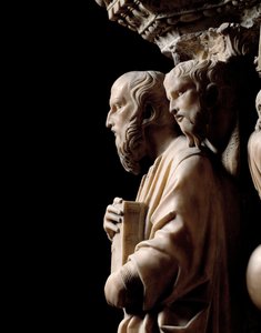 Gotische Kunst: Ein Prophet mit einem Buch (Detail)