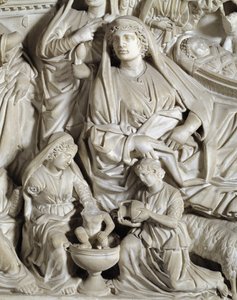 Die Geburt Christi (Detail) Stuhl von Nicola Pisano (1215/20-1278/84) 1260 Baptisterium San Giovanni, Pisa, Italien von Nicola Pisano