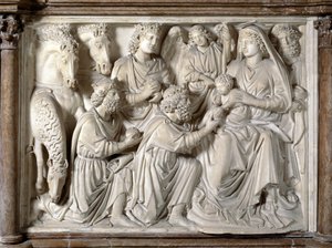 Anbetung der Heiligen Drei Könige Stuhl von Nicola Pisano (1215/20-1278/84) (Marmor-Kanzel) 1260 Baptisterium San Giovanni in Pisa, Italien von Nicola Pisano