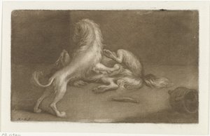 Zwei spielende Hunde von Nicolaas Verkolje