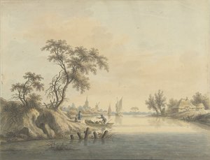 Ansicht des Dorfes Elst an der Maas von Nicolaas Wicart