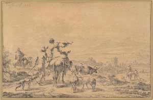 Hirten in einer italienischen Landschaft von Nicolaes Berchem
