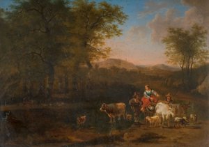 Pastorale Landschaft mit Figuren, 1683 von Nicolaes Berchem