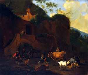Bauern und Vieh, 17. Jahrhundert