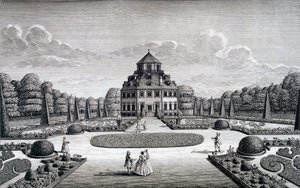 Ansicht des Hauses und Gartens von Frydenlund