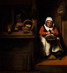 Die alte Spitzenklöpplerin von Nicolaes Maes
