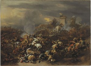 Alexander der Große kämpft gegen Porus von Indien von Nicolaes Pietersz. Berchem