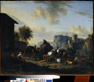 Die Rast der Karawane von Nicolaes Pietersz. Berchem