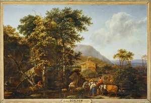 Landschaft mit großem Baum von Nicolaes Pietersz. Berchem
