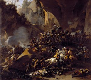 Reisende von Räubern angegriffen von Nicolaes Pietersz Berchem