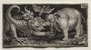 Elefant kämpft gegen zwei Bestien, 1594