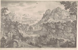Hosea und die ehebrecherische Frau in einer Landschaft von Nicolaes de Bruyn