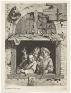 Drei Raucher am Fenster