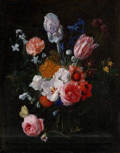 Ein Blumenstrauß in einer Kristallvase, 1662 von Nicolaes van Veerendael