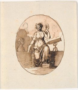 Sitzende Frauenfigur, Allegorie auf Weisheit oder Wissenschaft
