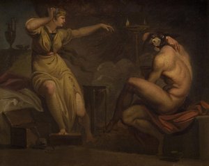 Fotis sieht ihren Liebhaber Lucius in einen Esel verwandelt. Motiv aus Apuleius