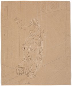 Die Hebamme. Studie zum Mädchen von Andros. [Die Hebamme verlässt das Haus des Andros-Mädchens] von Nicolai Abildgaard