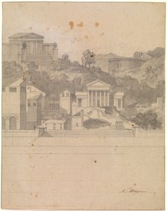Landschaft mit antiken Gebäuden. Dekorationsentwurf von Nicolai Abildgaard