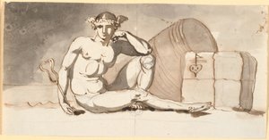 Merkur, sitzend bei Warenballen. Allegorie auf den Handel von Nicolai Abildgaard