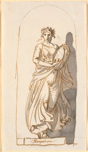 Terpsichore, Muse des Tanzes, als Statue in einer Nische