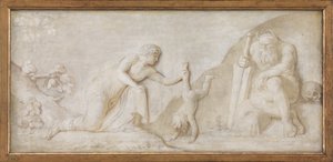 Thetis taucht ihren Sohn Achilles in den Fluss Styx, um ihn unverwundbar zu machen von Nicolai Abildgaard