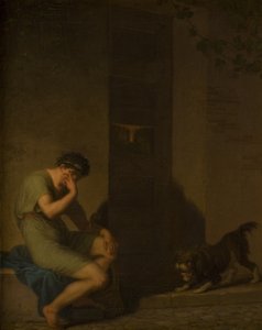Tibullus klagt vor der Tür seiner Geliebten von Nicolai Abildgaard