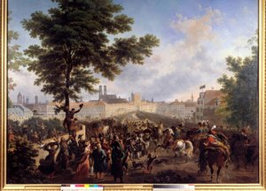 Einzug der französischen Armee unter dem Kommando von Kaiser Napoleon Bonaparte (1769-1821) in München am 24.10.1805 von Nicolas Antoine Taunay