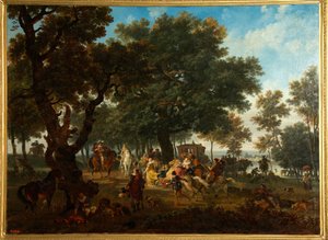 Jagdpartie des Königs von Frankreich Heinrich IV. (1553-1610) und seines Gefolges