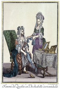 Qualitätsfrau im Entkleideten, aus dem Bett. Darstellung von Arnoult von Nicolas Arnoult