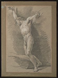 Akademie des nackten Mannes, die Arme mit Seilen gefesselt von Nicolas Bernard Lepicie