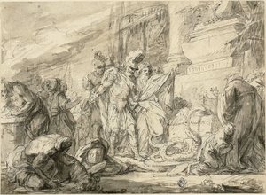 Aeneas am Grab von Anchises (recto); Aeneas am Grab von Anchises (verso) von Nicolas Bernard Lepicie