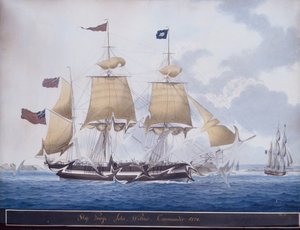 Der Dreimaster George vor dem Hafen von Valetta, Malta von Nicolas Cammillieri of Malta