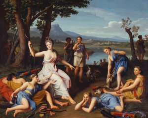 Porträt einer Dame als Diana, die von der Jagd zurückkehrt, 1698