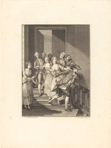 Saint-Preux verlässt die Damen der Gesellschaft von Nicolas Delaunay after Jean Michel Moreau