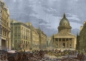 Belagerung des Pantheon, 24. Juni 1848 - Revolution von 1848 in Paris. Angriff auf das Pantheon, 24. Juni. Gravur nach dem Gemälde von N.E. Gabe.