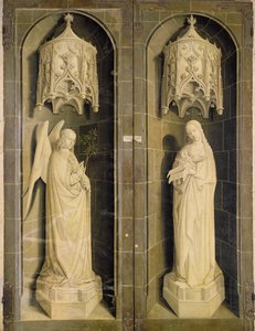 Die Verkündigung, Außenflügel des Triptychons von Moses und dem brennenden Dornbusch, ca. 1476 von Nicolas Froment