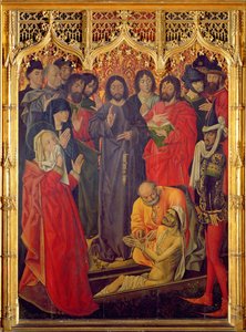 Die Auferstehung des Lazarus Triptychon, zentrale Tafel von Lazarus, der aus seinem Sarg steigt, 1461 von Nicolas Froment