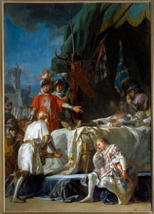 Hundertjähriger Krieg: Der Tod von Bernard du Guesclin vor Chateauneuf de Randon am 13.07.1380. Gemälde von Nicolas Guy Brenet 18. Jahrhundert Paris von Nicolas Guy Brenet