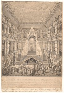 Christiansborg Schlosskapelle mit dem Katafalk von Frederik V. von Nicolas Henri Jardin