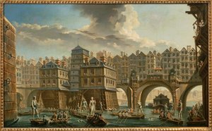 Bootsmänner-Joust zwischen Pont Notre-Dame und Pont au Change von Nicolas and Jean Baptiste Raguenet