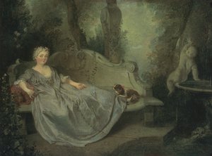 Porträt einer Dame in einem Garten, 1730