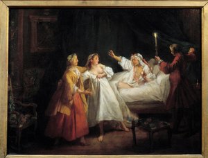 Erzählungen von Jean de La Fontaine: Der bestrafte Gascogner Gemälde auf Kupfer von Nicolas Lancret (1690-1743)