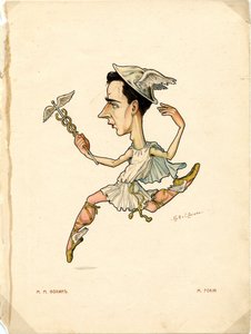 Porträt von Mikhail (Michel) Fokine (1880-1942), russischer Tänzer und Choreograf - Lithografie von Nikolai Gustavovich Legat (1869-1937), aus Ballet russe en caricatures