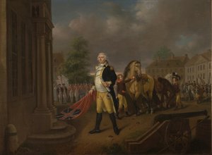 General Humphreys übergibt die in Yorktown erbeuteten Standarten an die Kongresshalle, Philadelphia