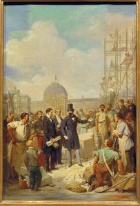 Napoleon III. besucht die Baustelle des Neuen Louvre