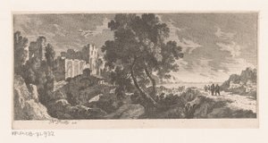 Landschaft mit Ruine am Meer